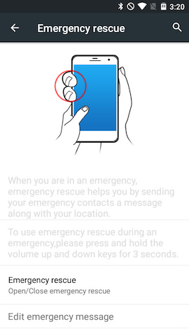 【Emergency rescue】の設定画面