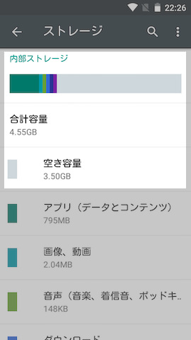 ROMの空きは3.5GB。SDカードは必須だろう