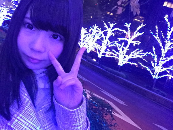 夜なのに、自撮りに成功した~!