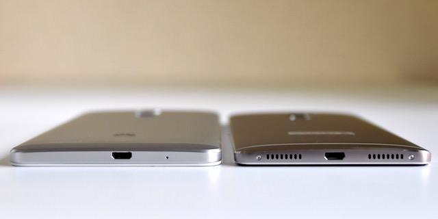 Mate S(右)とMate 7(左)を横から見た様子