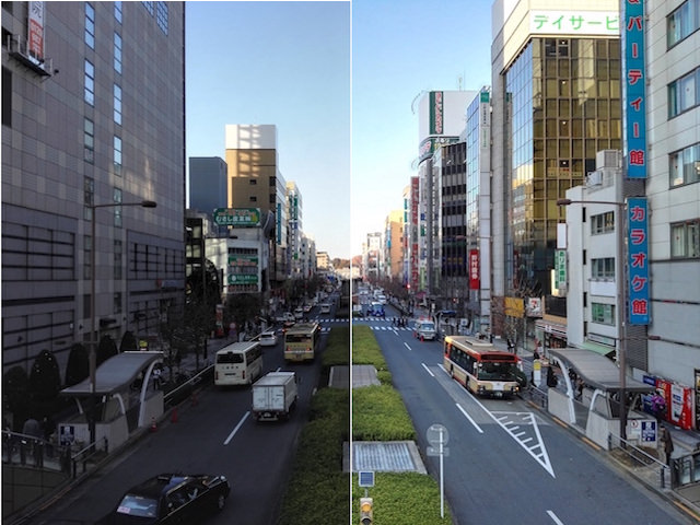 HDRオンのMate 7(左)とMate S(右)で撮影した写真