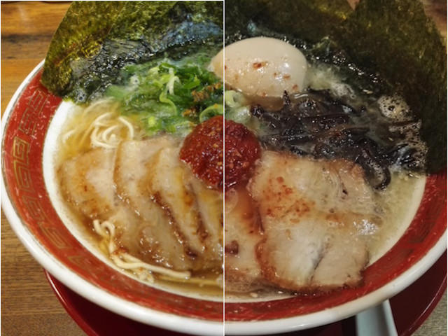 Mate 7(左)とMate S(右)で撮影したらーめん