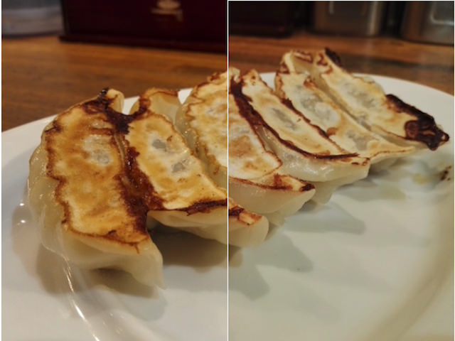 Mate 7(左)とMate S(右)で撮影した餃子
