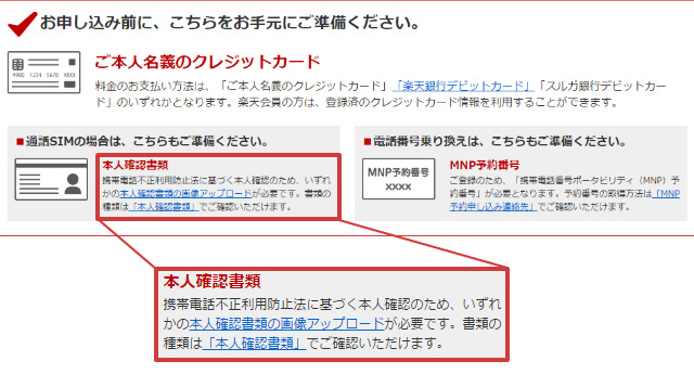 参照:楽天モバイル:お申し込み