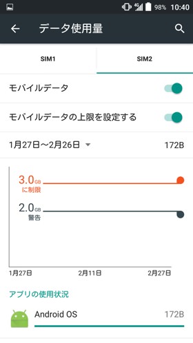 データ通信の上限を設定