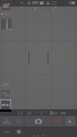 カメラ起動中に画面に表示される【MENU】ボタンからいつでも設定できる
