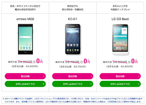 UQ mobile 格安スマホ