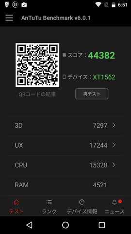 Moto X Play:AnTuTu Benchmarkの結果