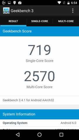 Moto X Play:Geekbench 3の結果