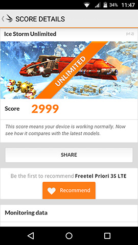 Priori 3S LTEで測定したベンチマークスコア