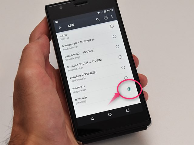 リストにAPN情報があるか、チェックが入っているかを確認