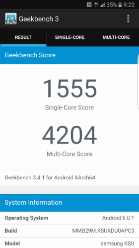 Geekbench 3でのベンチマークスコア