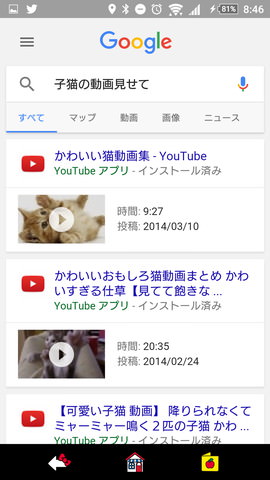 「OK,Google!」の設定:「熊の画像見せて」「子猫の動画見せて」