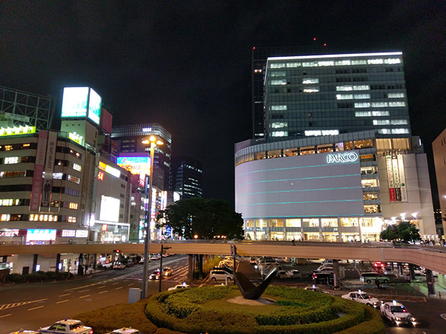夜の仙台駅前(HDRオン)