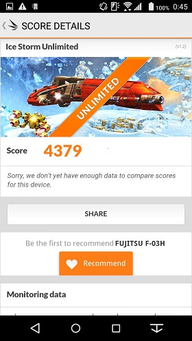 arrows SV F-03G:3D Markでのスコア