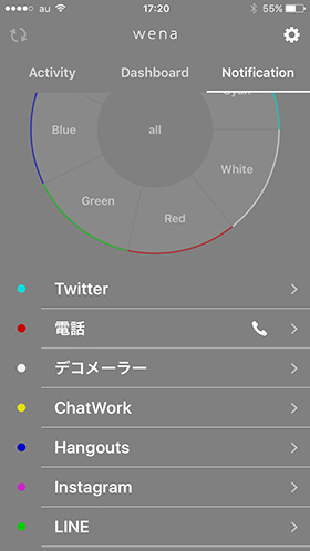 通知の設定画面とログ、一日に多くの通知が来ている