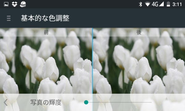 写真の輝度も調整できます