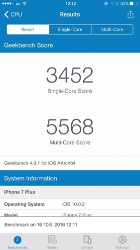 Geekbench 4のスコア