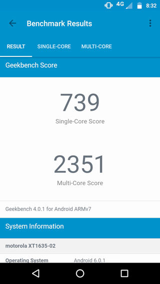 Moto Z Play:Geekbench 4の結果