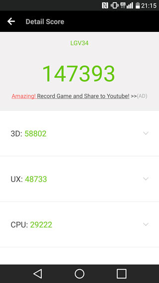 AnTuTu Bencmark v6.2.6のスコア