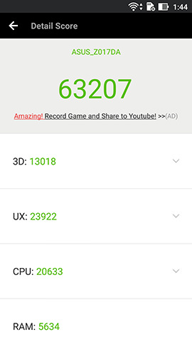 ZenFone 3では全体的に数値が底上げされた