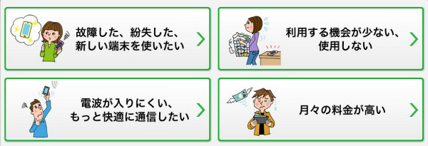 不満な点に応じて選択