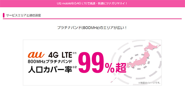 UQモバイル 通信エリア