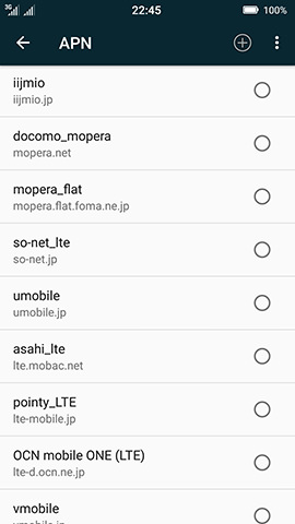 RAIJIN 35種類のAPN情報が表示される