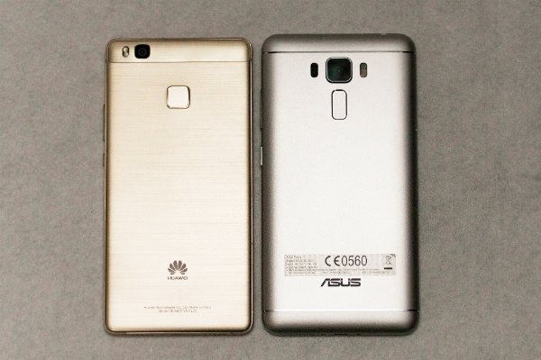 背面素材はP9 liteが樹脂、ZenFone 3 Laserがアルミ