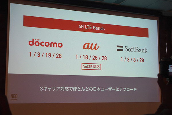 ドコモ・au・ソフトバンクのBandに対応。さまざまなMVNOが利用できる