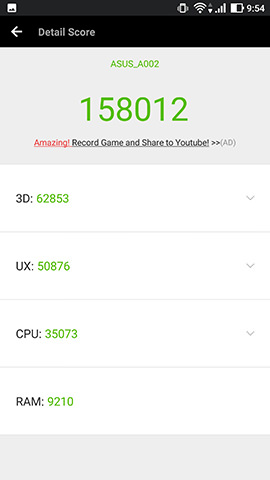 AnTuTu Benchmarkのスコアは16万点弱