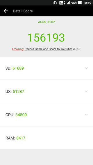 AnTuTu Bencmark v6.2.7のベンチマークスコア