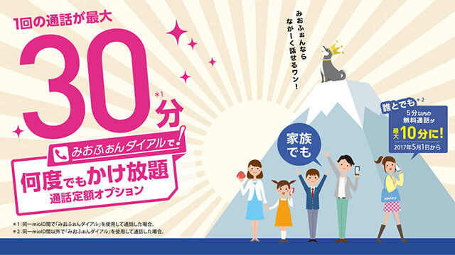 通話定額オプションで最大30分までかけ放題に