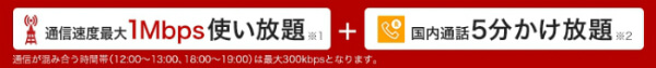 容量を超過しても1Mbpsの速度で通信が出来るのは画期的