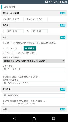 あとは契約者情報を入力していくだけです