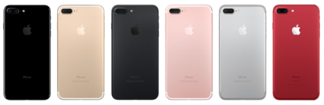 iPhone 7 Plusは追加カラーの「PRODUCT RED」も含めると6色展開です