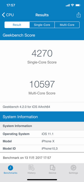 Geekbench 4のスコア
