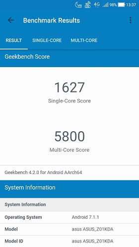 「ZenFone 4」のベンチマークスコア
