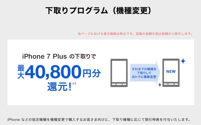 値引き最大金額となるのはiPhone 7 Plusの場合です
