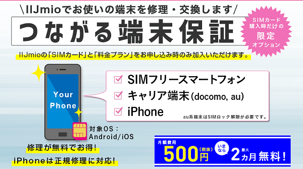 「つながる端末保証」は既にお持ちの端末でも使えます