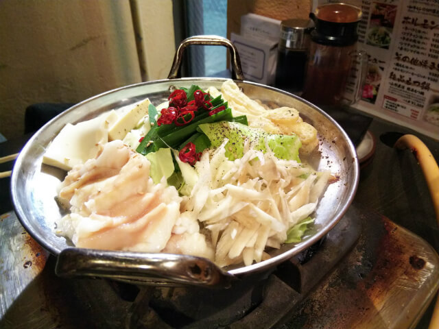 モツ鍋を撮影