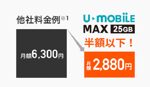 U-mobile MAXは25GBの大容量プラン