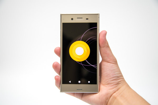 Xperia XZ1を片手持ちしたイメージ