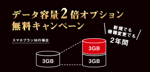 データ容量2倍オプションでデータ容量も安心