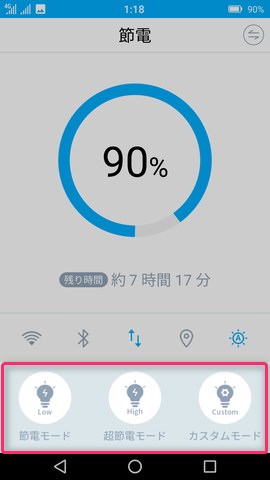 節電用の動作モードは3種類用意されている