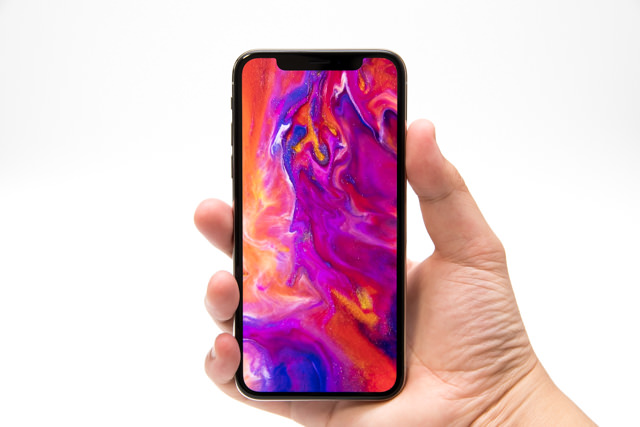 iPhone Xを持ったところ
