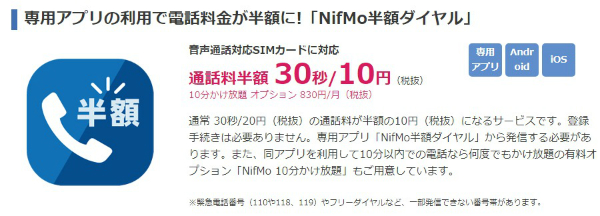 半額ダイヤルと10分かけ放題
