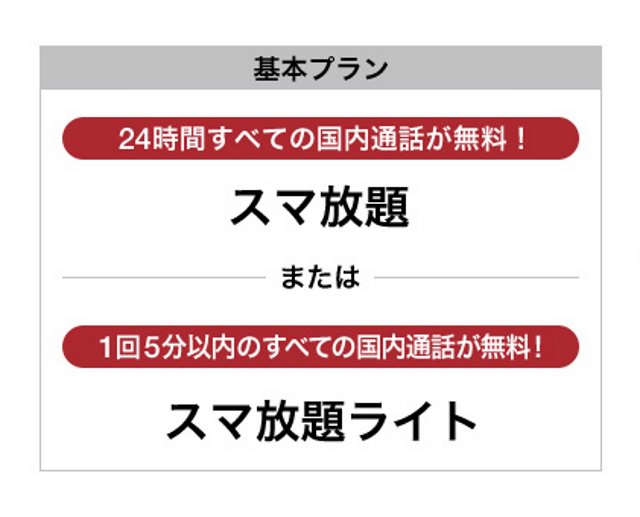 定額通話プランのスマ放題/スマ放題ライト