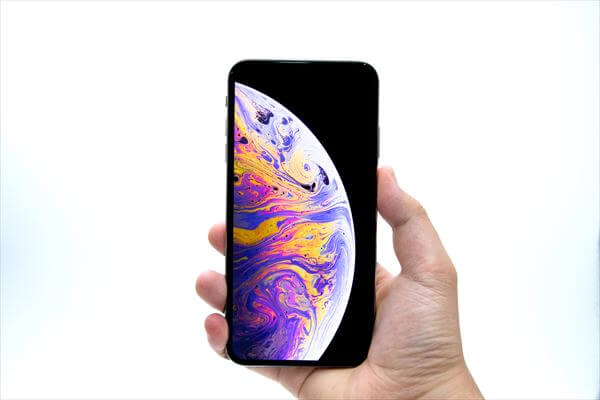 iPhone XS Maxを手に持ったところ