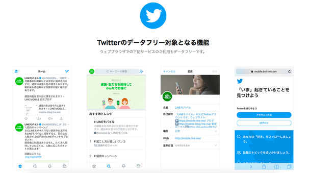データフリーの対象になるTwitterの機能は?